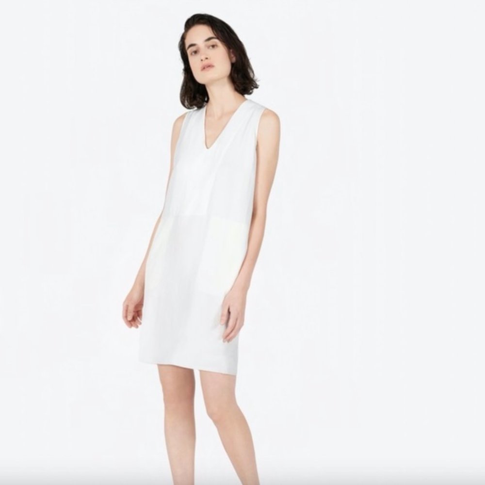 Everlane The Japanese GoWeave Sleeveless V Neck Dress White Size 2